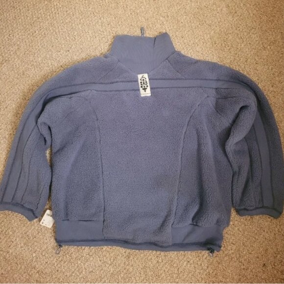 Free People NWT Movement Fleece Sweatshirt 1/2 Zipper Pullover Blue Grey size L - Picture 4 of 5